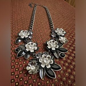 Floral Silver Statement Necklace